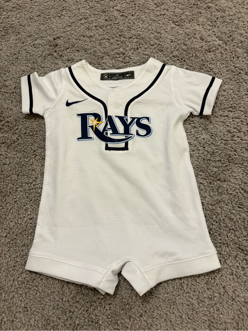 Nike White & Navy Tampa Bay Rays Baby One-Piece